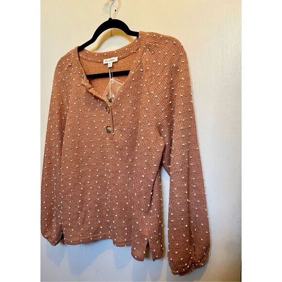 Blu Pepper Polka Dot Henley Style Long Sleeve size M NWT - Picture 10 of 15